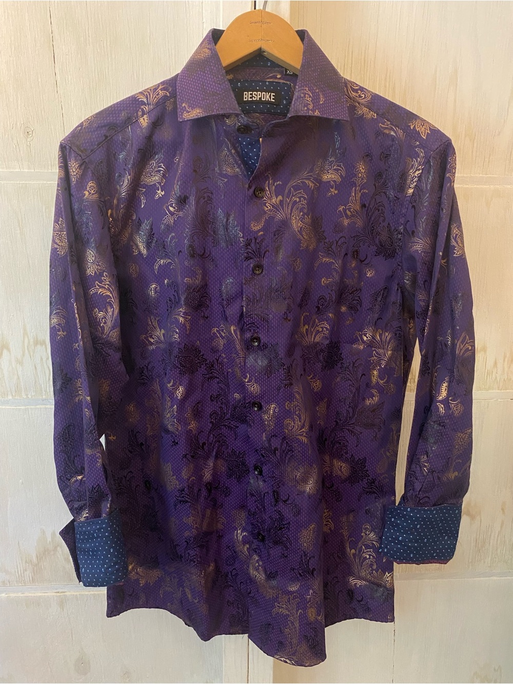 Bespoke Purple Floral-Pattern Men's Button Down Shirt